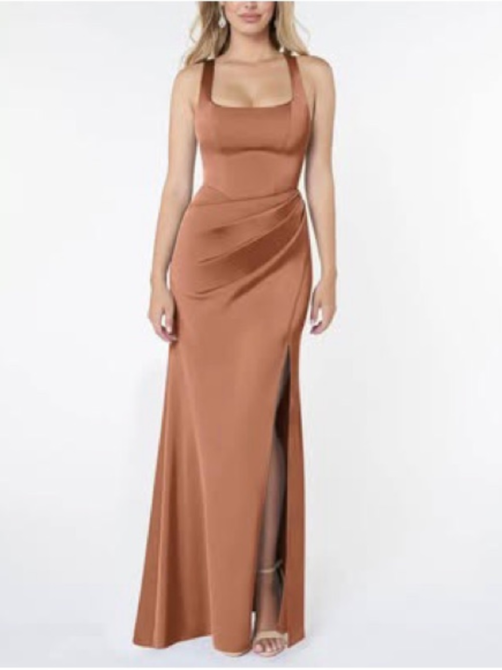 Azazie Copper Satin Dress